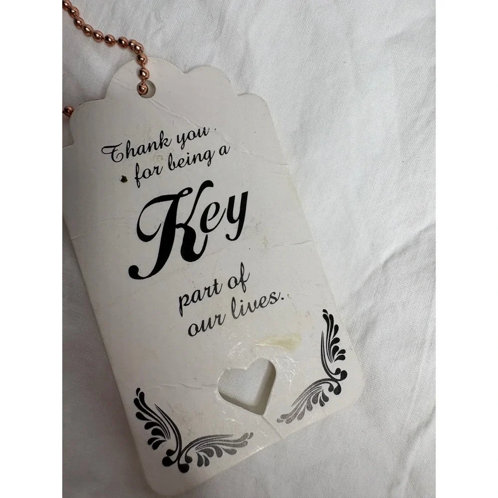 Rose Gold Skeleton Keychain Gift Tag Thank You For Being A Key Part Of Our Lives